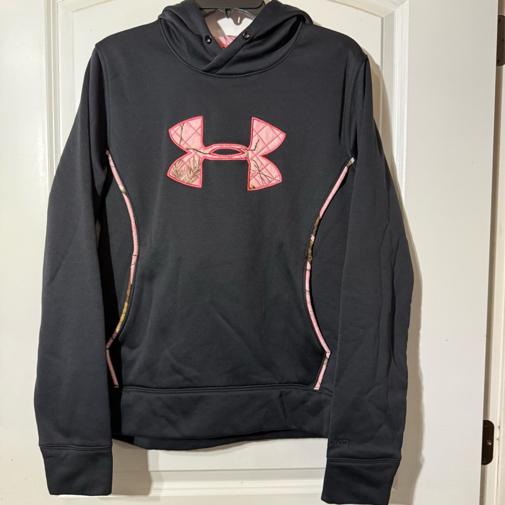 Under Armour Storm Pink and Black Semi-Fitted Camo Hoodie Size XL